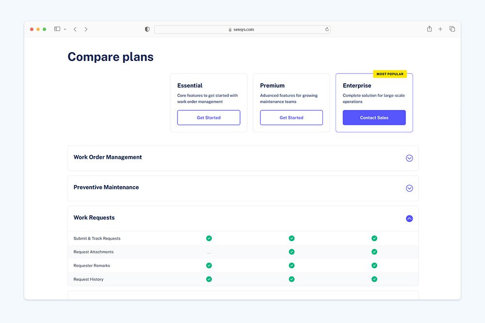 sensys features tensai