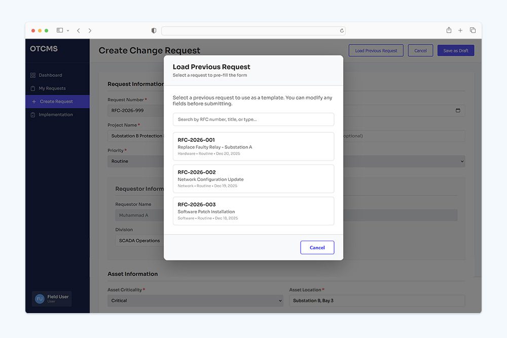 otcms createrequest tensai