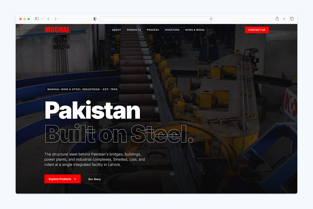 Mughal Steel - Website Redesign & Brand Identity 37 mughal steel hero